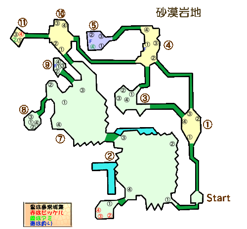 砂漠岩地マップ 採集品